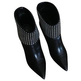 Stivaletti Saint Laurent in pelle d'agnello nera 37.5