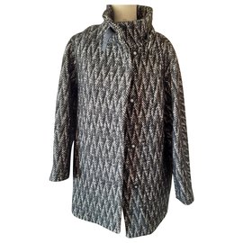 Casaco Gerard Darel de lã de alpaca preto branco