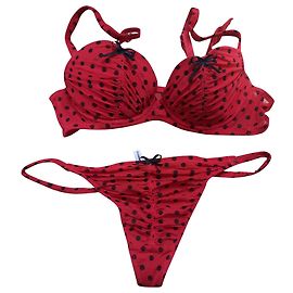 Completo Chantal Thomass Ladybug Rosso a Pois in Tulle