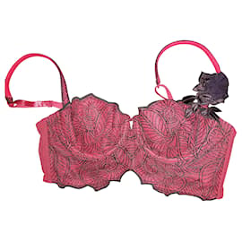 Autre Marque Sujetador rojo Ravage con detalle de rosa