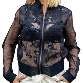Elie Tahari Jacke Dunkelblau mit Stickerei
