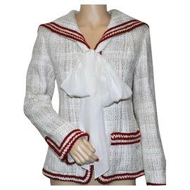 Chanel Hamburg 2018 Tweed Jacke Weiß