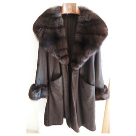 Fendi Pellicceria Mantel aus Kaschmir und Pelz Braun