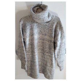 Grauer italienischer Kaschmirpullover mit großem Umlegekragen - Autre Marque