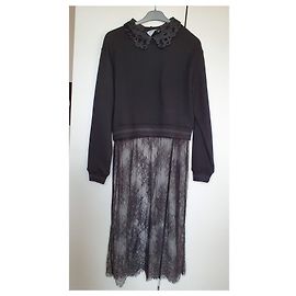 Autre Marque Isabelle Blanche Schwarzes Sweatshirt aus Baumwolle mit Spitzenrock