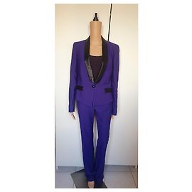 Terninho Just Cavalli roxo de viscose e couro preto