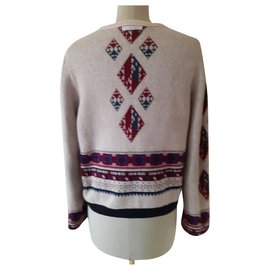 Armand Ventilo Wollpullover Rot Creme Olivgrün