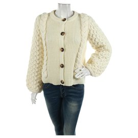 Gestuz Strickjacke Weiß Wolle Mischung Größe L