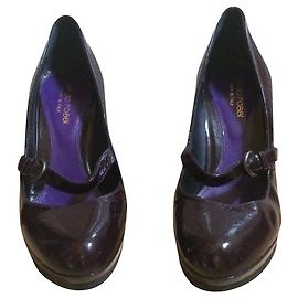 Décolleté Slingback Sergio Rossi in Pelle Verniciata Melanzana