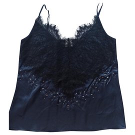Pinko Silk Lace Camisole Top Dark Blue