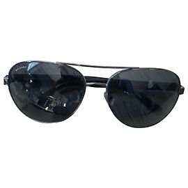 Occhiali da sole Bulgari Aviator neri in acciaio