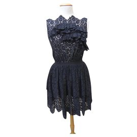 Vestido Nina Ricci negro de algodón Talla 38