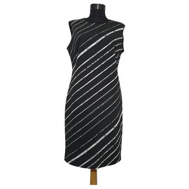 Dkny Gestreiftes Kleid Schwarz Weiß