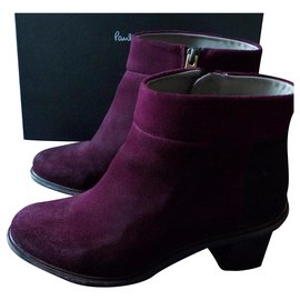Stivaletti Paul Smith in pelle di cervo nero e bordeaux