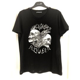 Camiseta Alexander McQueen de algodón con estampado de calaveras negra