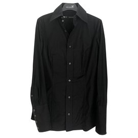 Camicia Dsquared2 Slim Fit Nera in Cotone con Bottoni Logo