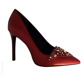 Décolleté Pierre Balmain in pelle rossa con dettagli dorati 37