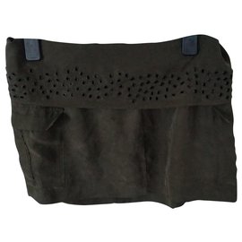 Minifalda de seda Iro Zoe caqui