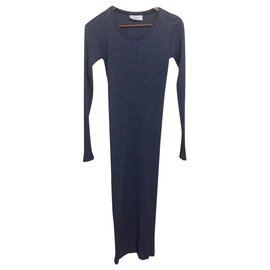 Autre Marque Probe Long Rib Knit Baumwollkleid