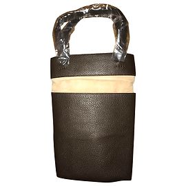 Fendi Pelliccia Cabas Tasche Beige Dunkelbraun Leder