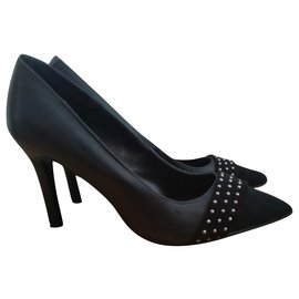 Zapa Pumps aus schwarzem Leder und Wildleder mit Nieten 37
