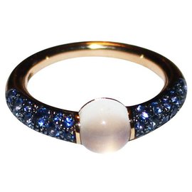 Pomellato M'AMA NON M'AMA Ring Gelbgold Mondstein und Saphire