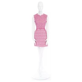 Vestido Valentino de tweed rosa y encaje