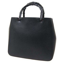 Gucci Schwarz Leder Bambus Abend Top Griff Umhängetasche