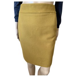 J.Crew Falda de Tubo en Serge Ocre Bronceado Lana