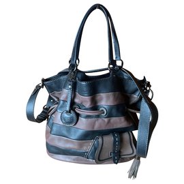 Borsa a mano Lancel 1er Flirt in pelle nera e cioccolato