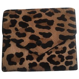 Christian Dior Clutch Tasche Dunkelbraun Kalbsleder