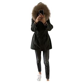 Parka Berenice de pelo de cachemira con capucha extraíble caqui