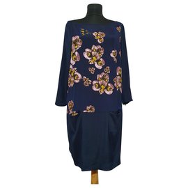 Vestido floral de seda Baum und Pferdgarten azul