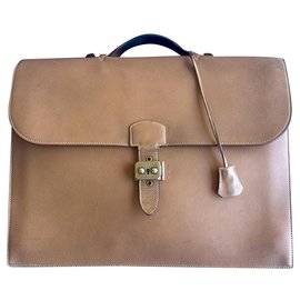 Hermès Sac à Dépêches Beige Cuir