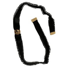 Dior Collana Bracciale Nero Oro Acciaio e Tessuto