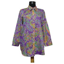 Camisa Ralph Lauren de algodón violeta con flores XL