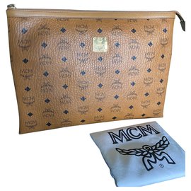 Custodia per laptop MCM Visetos Cognac Clutch con cerniera