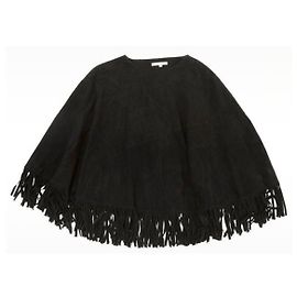 Maje Poncho aus schwarzem Leder