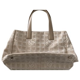 Chanel Handtasche Beige Stoff