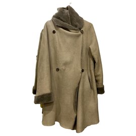 Autre Marque Abrigo reversible de piel de oveja beige Talla 38