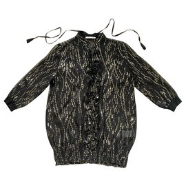 Blusa de seda Max & Moi negra y dorada
