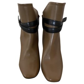 Bally Stiefeletten aus beige braunem Leder 10cm Absatz