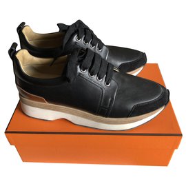 Scarpe da tennis Hermès in pelle nera 38