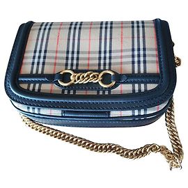 Borsa a tracolla Burberry Novissa Beige in pelle e cotone