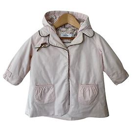 Baby Dior Rosa Baumwollmantel mit Blumenkapuze 12 Monate