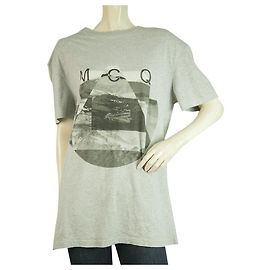 McQ Alexander McQueen Maglietta rilassata a maniche corte in cotone grigio Top Taglia M