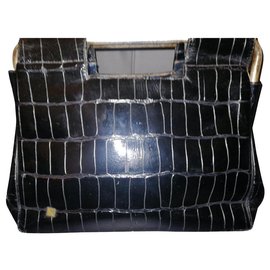 Autre Marque Borsa in pelle di coccodrillo nera