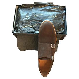 Massimo Dutti Brown Leather Monk Strap Shoes Size 45