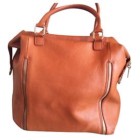 Autre Marque Orangefarbene Handtasche aus genarbtem Leder