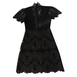 Sandro Poetry Kleid aus schwarzer und goldener Spitze